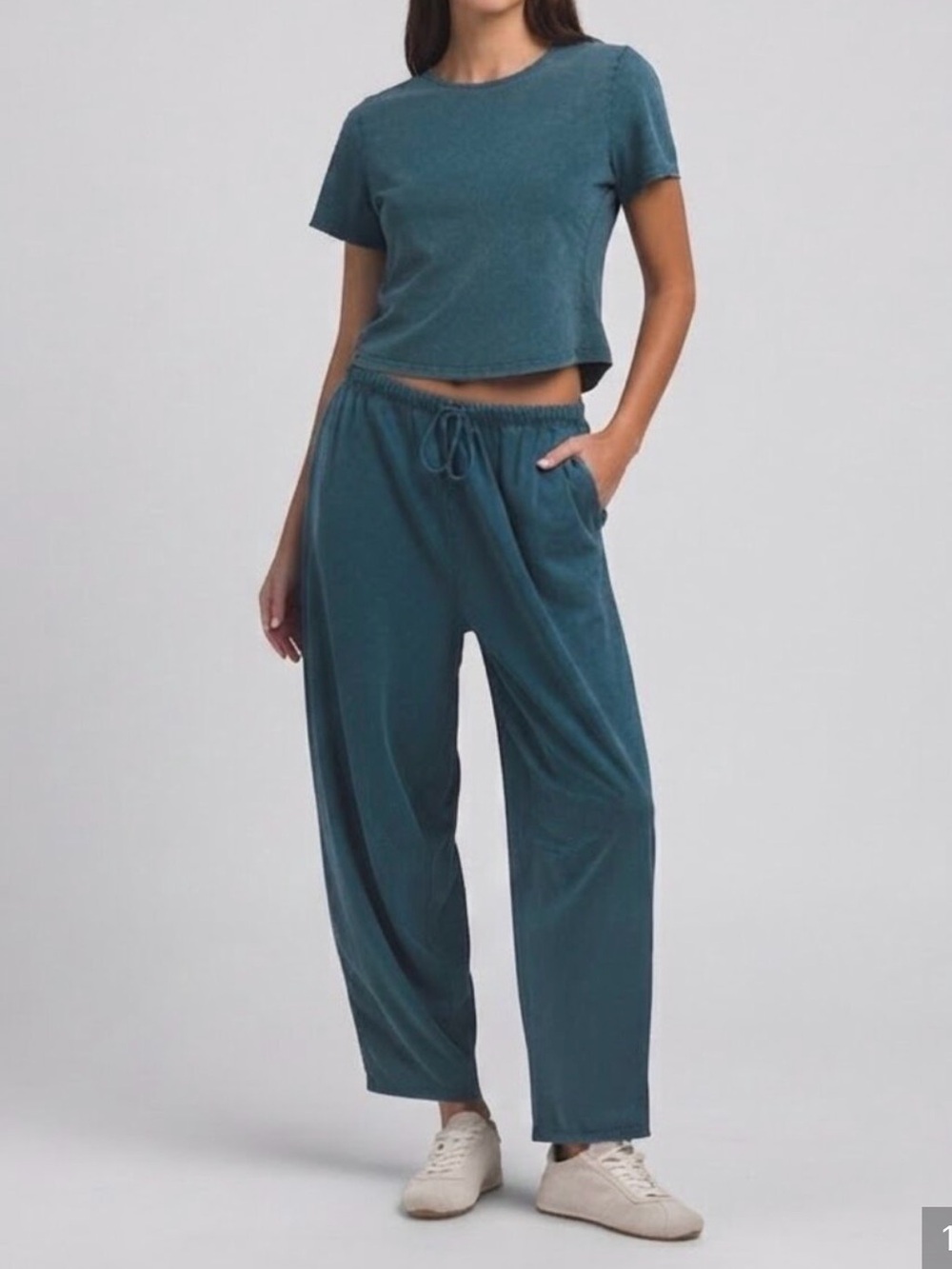 NWT Sundry Teal Cropped Lounge Pants - Drawstring Waist $228 retail